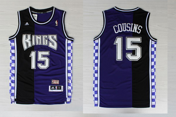 NBA NBA Sacramento Kings 15 DeMarcus Cousins New Revolution 30 Swingman Split Purple Black Jerseys